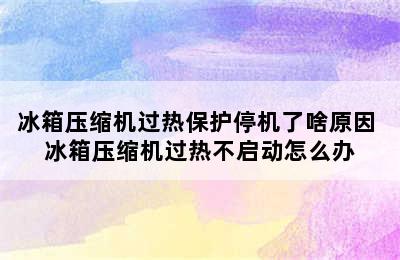 冰箱压缩机过热保护停机了啥原因 冰箱压缩机过热不启动怎么办